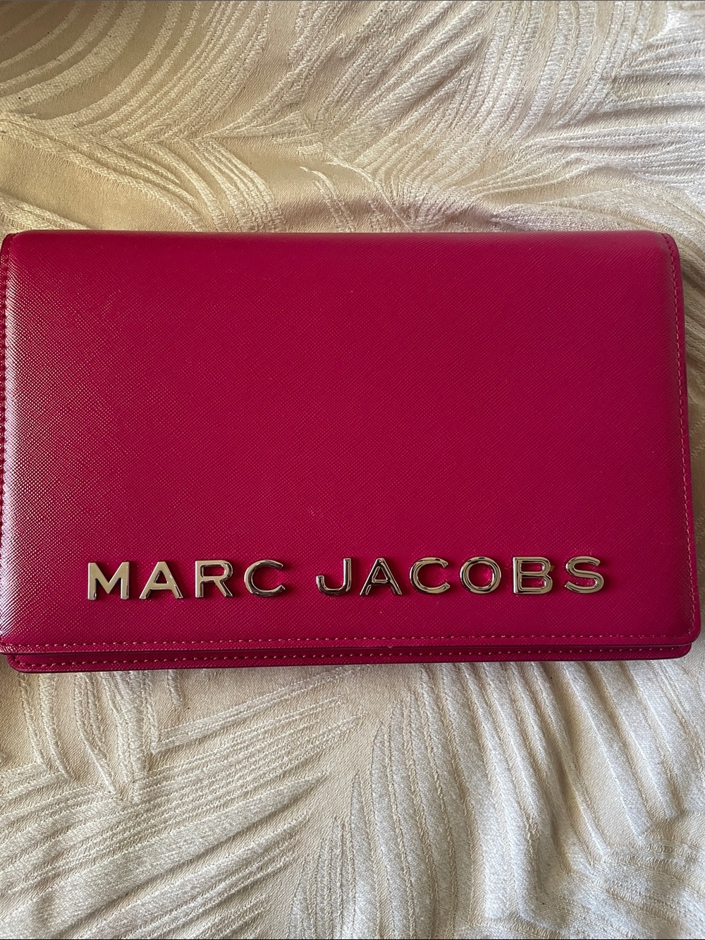 Marc Jacobs Pink Saffiano Leather Clutch with Silver Logo
